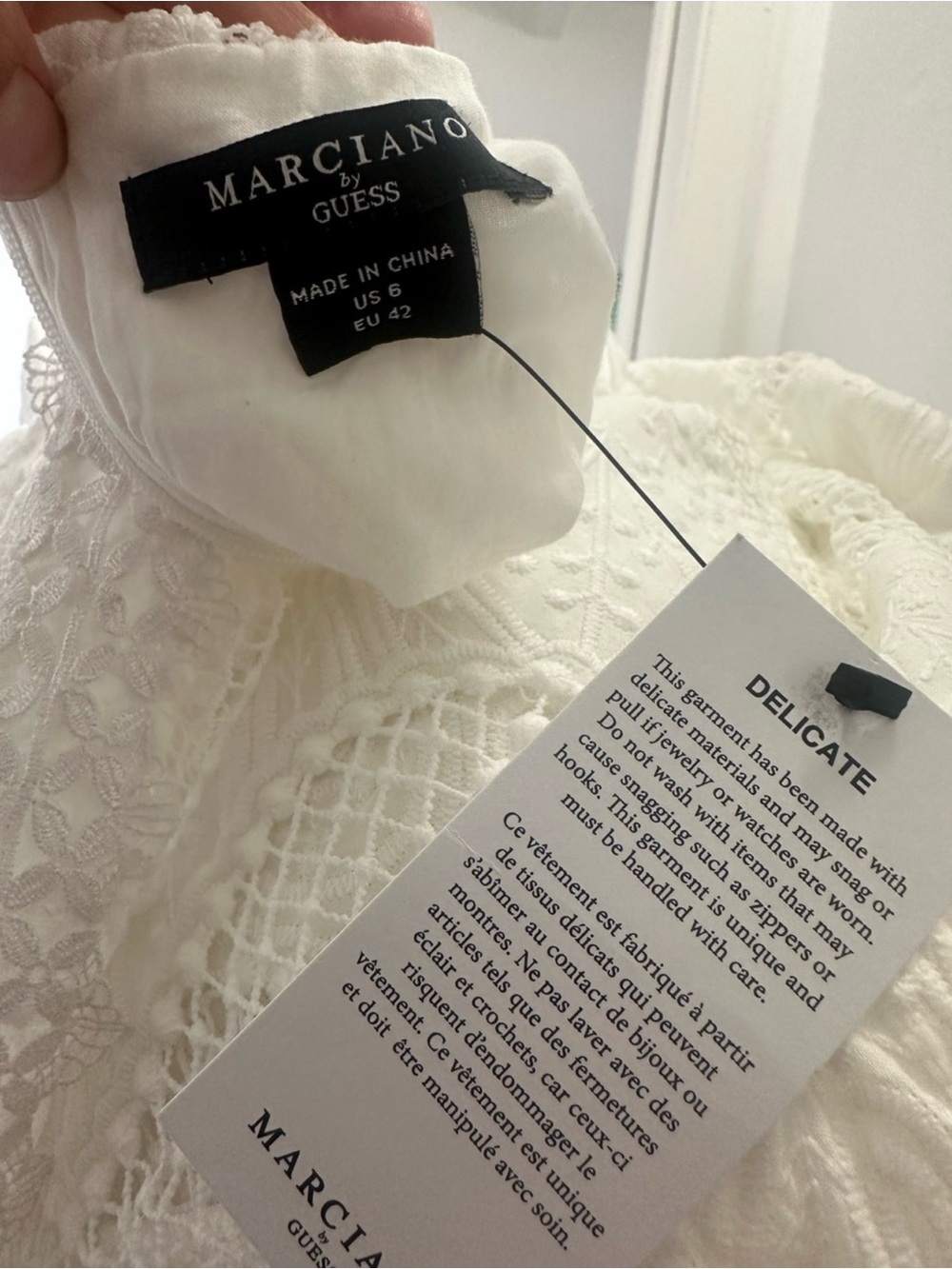 Marciano by Guess White Lace High-Low Maxi Dress NWT -100% Cotton - Picture 8 of 10